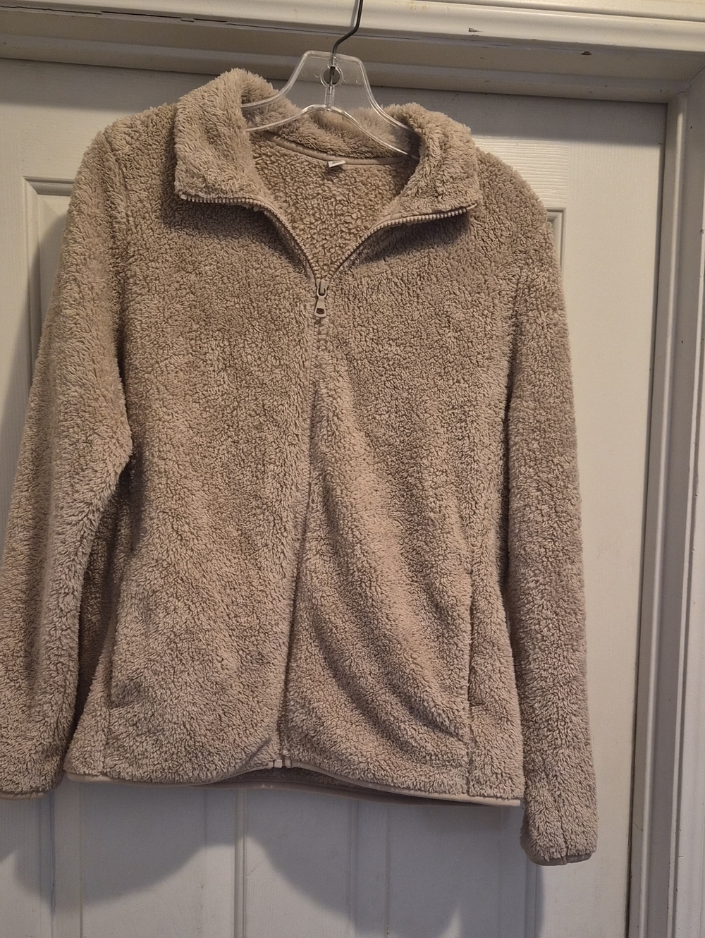 Uniqlo Taupe Sherpa Zip-Up Jacket